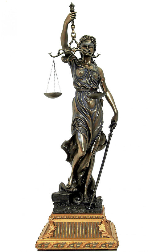 XL Lady Justice Statue 72cm – Bronze Resin Goddess with Base, Italian Made