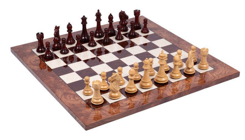 Handmade Wooden Chess Set with Walnut Board, Weighted Pieces, Made in Italy