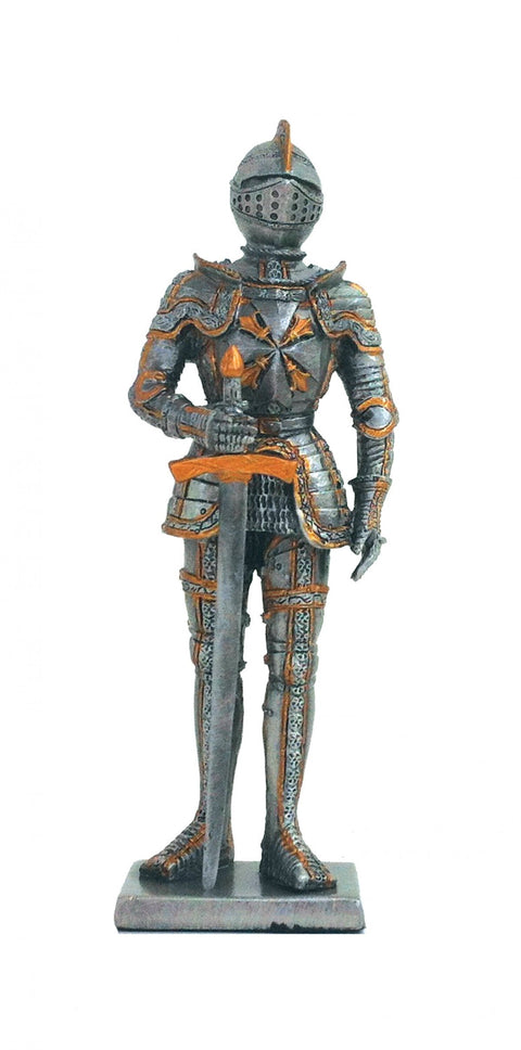 Hand-Painted Tin Knight Figurine, Sword & Armor, 11 cm, Italian Gift