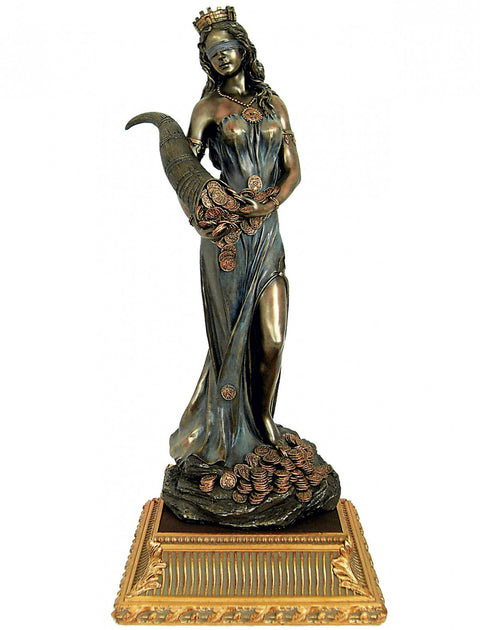 Roman Fortuna Goddess Statue, Large 72cm Bronze Resin, Gold Base, Italy