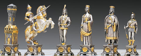 Luxury Handmade 24K Gold Plated Bronze Chess Set, Onyx Table & Chairs, Italy