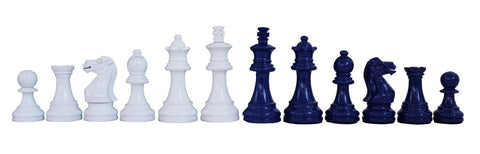 Wooden Chess Pieces Set, Blue & White, Weighted, 3" King, Italian, Handmade