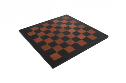 Handmade Acacia Wood Chess Set, Genuine Leather 44cm Board, Made in Italy