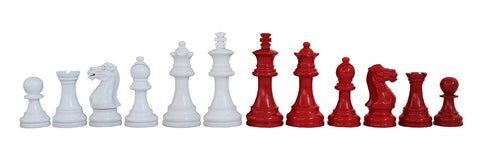 Italian Wooden Chess Pieces Set, Weighted, Red & White, 3" King, Handcrafted