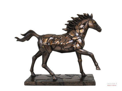 Bronze Horse Statue with LED Light, Italian Resin Figurine, 30x9x22cm Home Decor