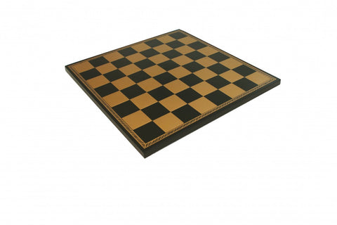 Elegant Gold & Black Faux Leather Chess Board 40x40 cm, Handmade in Italy