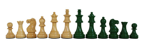 Weighted Wooden Chess Pieces, Green & Natural, Handcrafted, Italian, 3" King