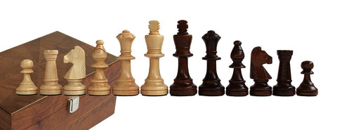 Classic Handcrafted Wooden Chess Pieces Set with Walnut Box, Italian King 9cm