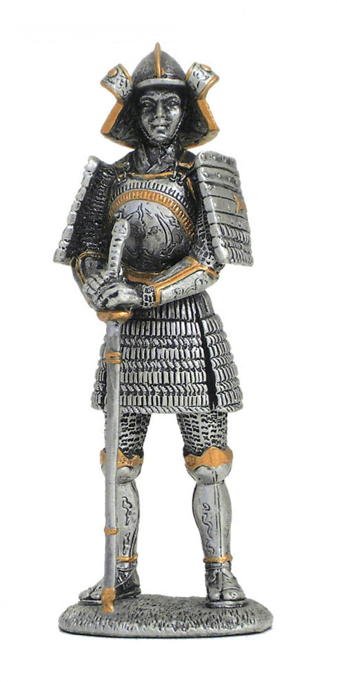 Hand-Painted Pewter Samurai Figurine 11cm – Made in Italy Collectible