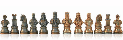 Medieval Pewter Chess Pieces, Gold & Silver Plated, King 9cm, Made in Italy