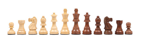 Handmade Mahogany Chess Set, 40x40 cm Notated Walnut Board, Italy