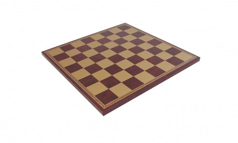 Elegant Gold Burgundy Faux Leather Chess Board 40x40 cm, Handmade in Italy