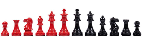 Weighted Red & Black Wooden Chess Pieces, Handmade, 3" King, Made in Italy
