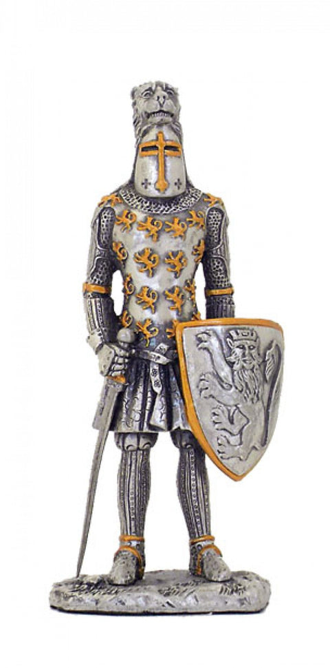 Hand-Painted Tin Medieval Knight Figurine with Shield & Sword, 10cm, Italy