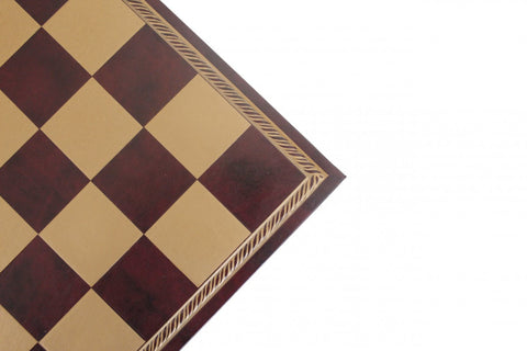 Elegant Gold Burgundy Faux Leather Chess Board 40x40 cm, Handmade in Italy