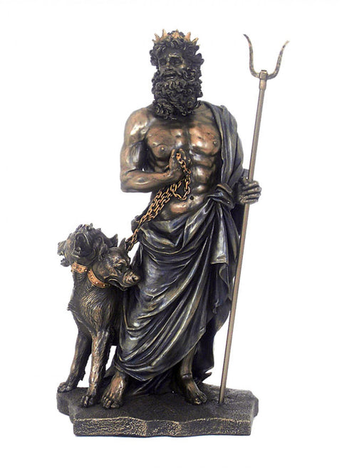 Hades Greek God Statue 28cm – Bronze Resin Mythology Decor, Italian Made