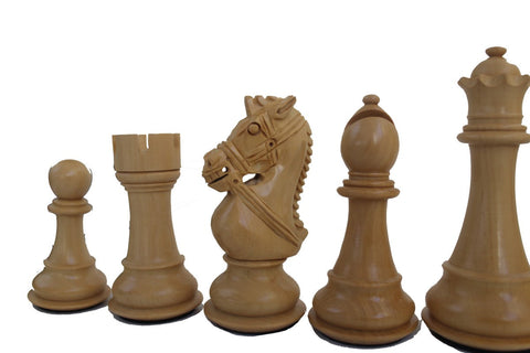 Italian Made Weighted Wooden Chess Pieces, Handcrafted, King 4.5”, Leather Base