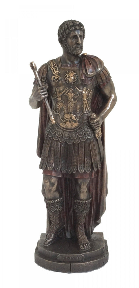 Roman Emperor Hadrian Statue 25cm, Bronze Finish Resin, Italy, Hand-Finished