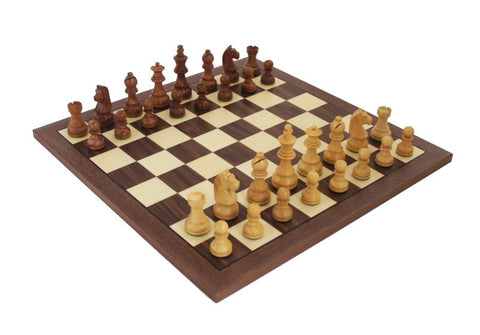 Handmade Classic Chess Set, Acacia Pieces, Walnut Maple Board, 42cm, Weighted