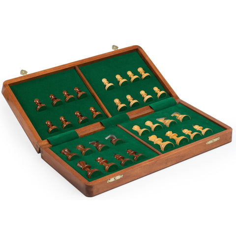 Magnetic Wooden Chess Set, Folding Board 40x40 cm, King 7.5 cm, Handmade Italy
