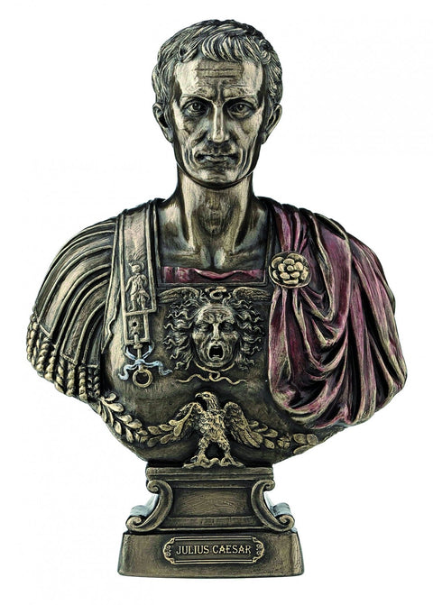 Julius Caesar Roman Bust 19cm – Resin Bronze Finish, Hand-Finished in Italy