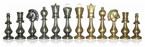 Large Luxury Brass Chess Pieces, Gold & Silver Plated, Made in Italy, 9.7cm King