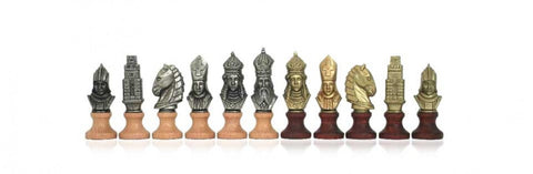 MONCADA Handmade Historic Chess Pieces, Metal & Wood, Gold Silver Plated, Italy