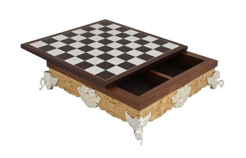Luxury Roman Empire Chess Board, Wood & Metal, Storage, 43cm, Made in Italy