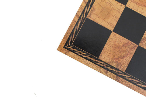 Faux Leather Chess Board with Vintage Map Design, 40x40 cm, Handmade Italy Gift