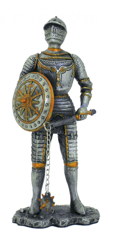 Hand-Painted Pewter Knight Figurine with Club, 11cm, Made in Italy