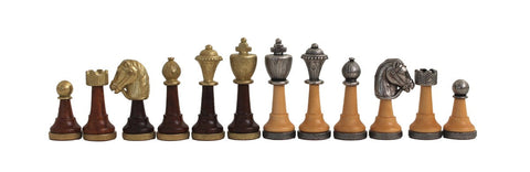 Classic Metal & Wood Chess Pieces, Gold/Silver Plated, 7.5 cm King, Italy