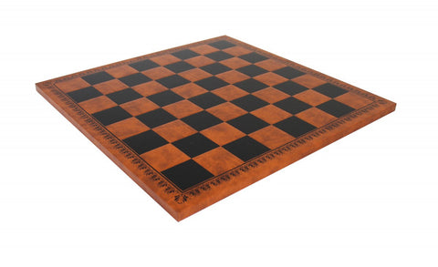 Brown Black Faux Leather Chess Board 45x45 cm, 5 cm Squares, Handmade in Italy