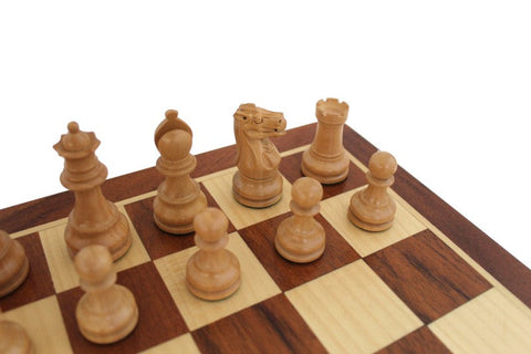 Italian Mahogany Chess Set, Wooden Board with Drawer, Handmade, Weighted