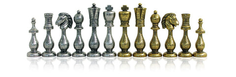 Italian Metal Chess Pieces, Gold & Silver Plated, 10cm King, Handcrafted