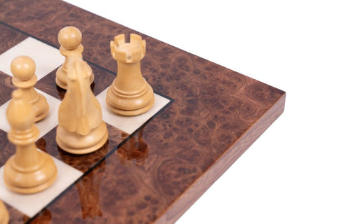 Italian Handmade Wooden Chess Set, 42cm Elm Board, Weighted Pieces