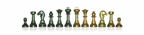 Handmade Brass Chess Pieces Set, Gold & Silver Plated, Classic, Italy, King 5cm