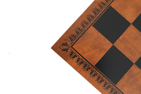 Brown Black Faux Leather Chess Board 45x45 cm, 5 cm Squares, Handmade in Italy