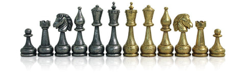 Classic Metal Chess Pieces, Gold & Silver Plated, King 10 cm, Italy