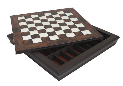 Walnut Chessboard with Storage, 50x50 cm, 5 cm Squares, Made in Italy