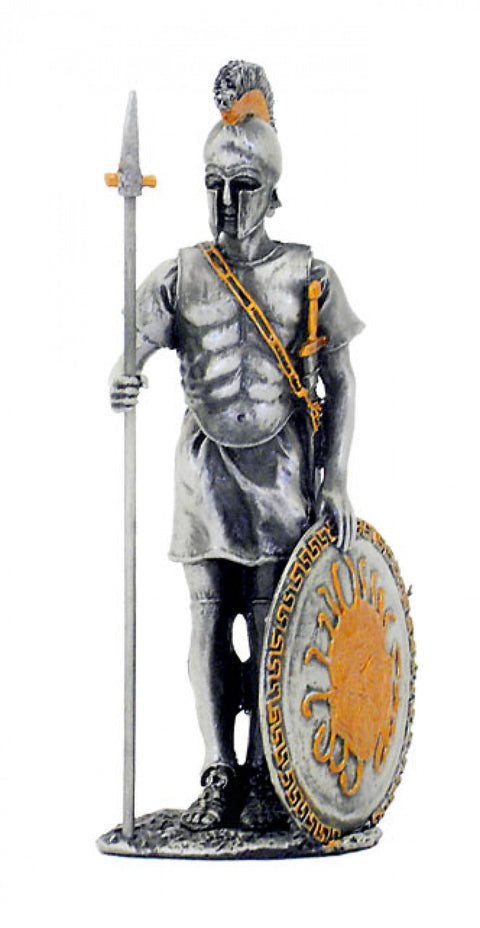 Greek Warrior Pewter Figurine 14cm, Hand-Painted, Made in Italy Collectible