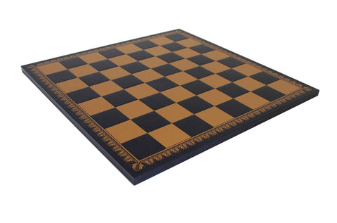 Gold/Black Faux Leather Chess Board 45x45 cm, 5 cm Squares, Handmade in Italy