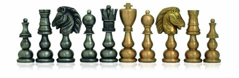 Large Luxury Brass Chess Pieces, Handcrafted, Gold/Silver Plated, Made in Italy