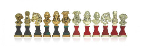 French Bust Historical Chess Pieces, Hand-Painted Resin, 12cm King, Italy