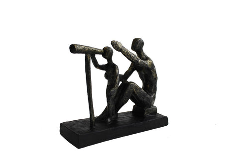 Father and Son Bronze Resin Statue, Italian Made Inspirational Gift, 21x7x18cm