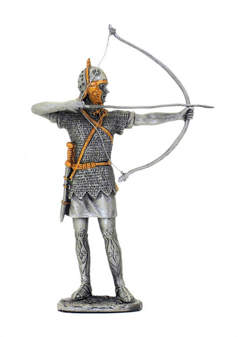 Hand-Painted Pewter Medieval Archer Knight Figurine, 12cm, Made in Italy