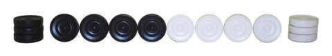 Set of 24 Handmade Wooden Checkers Pieces, Black & White, 2.9 cm, Italian