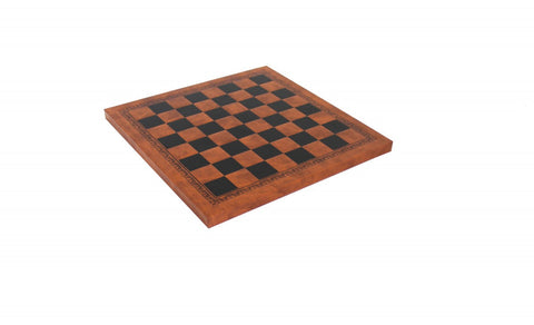 Brown & Black Faux Leather Chess Board 26x26 cm, Handmade in Italy, Elegant Gift