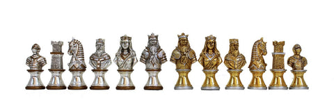 Medieval Pewter Chess Pieces Set Handmade Gold & Silver Plated Italy 7.5cm King