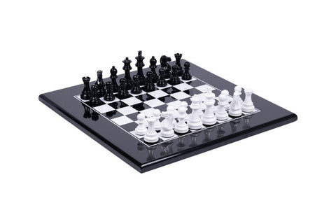 Handmade Wooden Chess Set, Lacquered Board, Weighted Pieces, 40cm, Italy