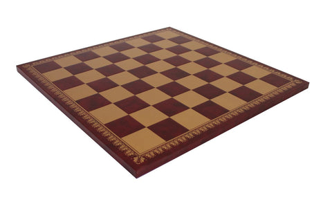 Gold Burgundy Faux Leather Chess Board 45x45 cm, Handmade in Italy Gift Idea